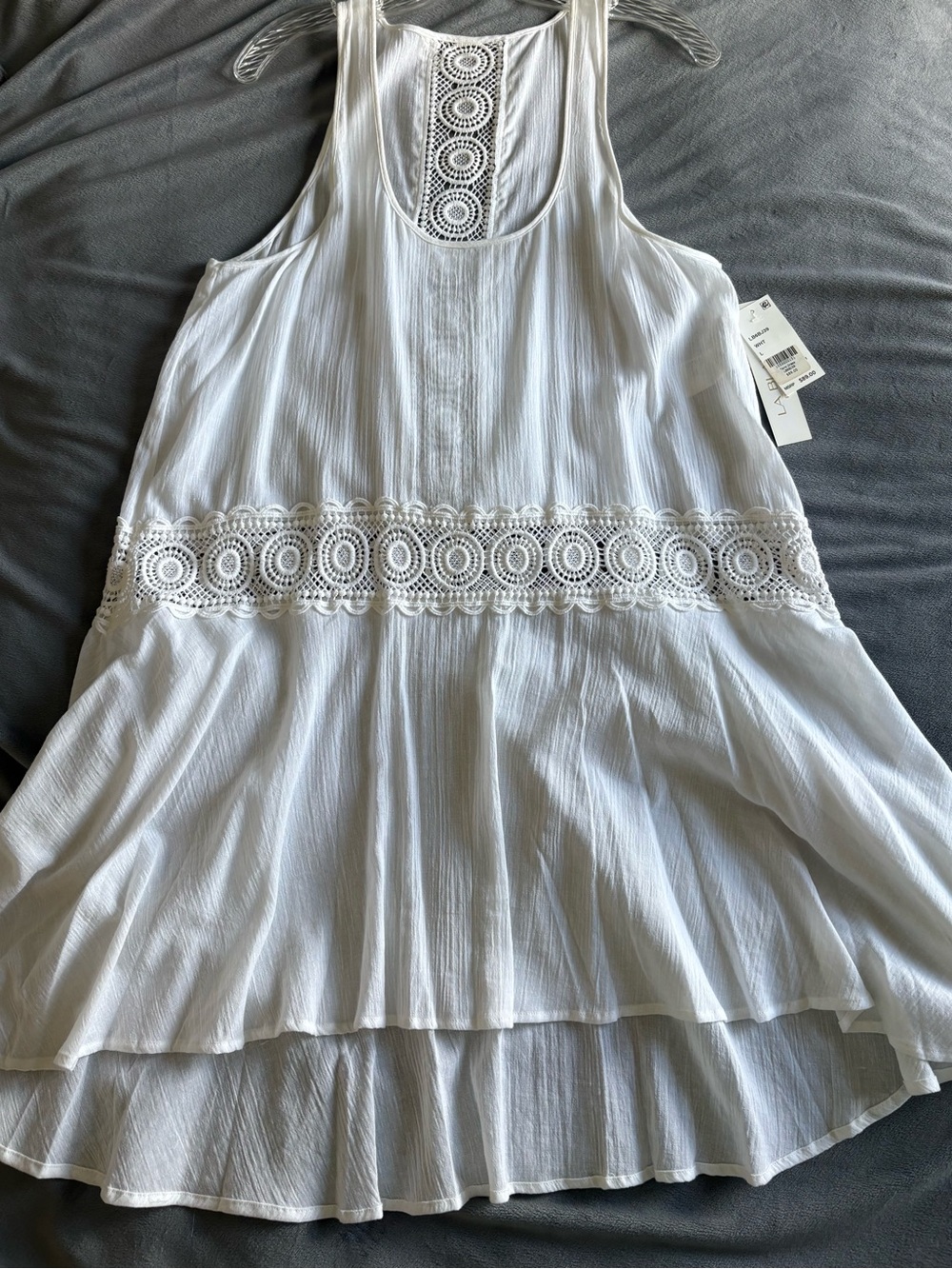 La Blanca White Tiered Crochet-Trim Swim Coverup
